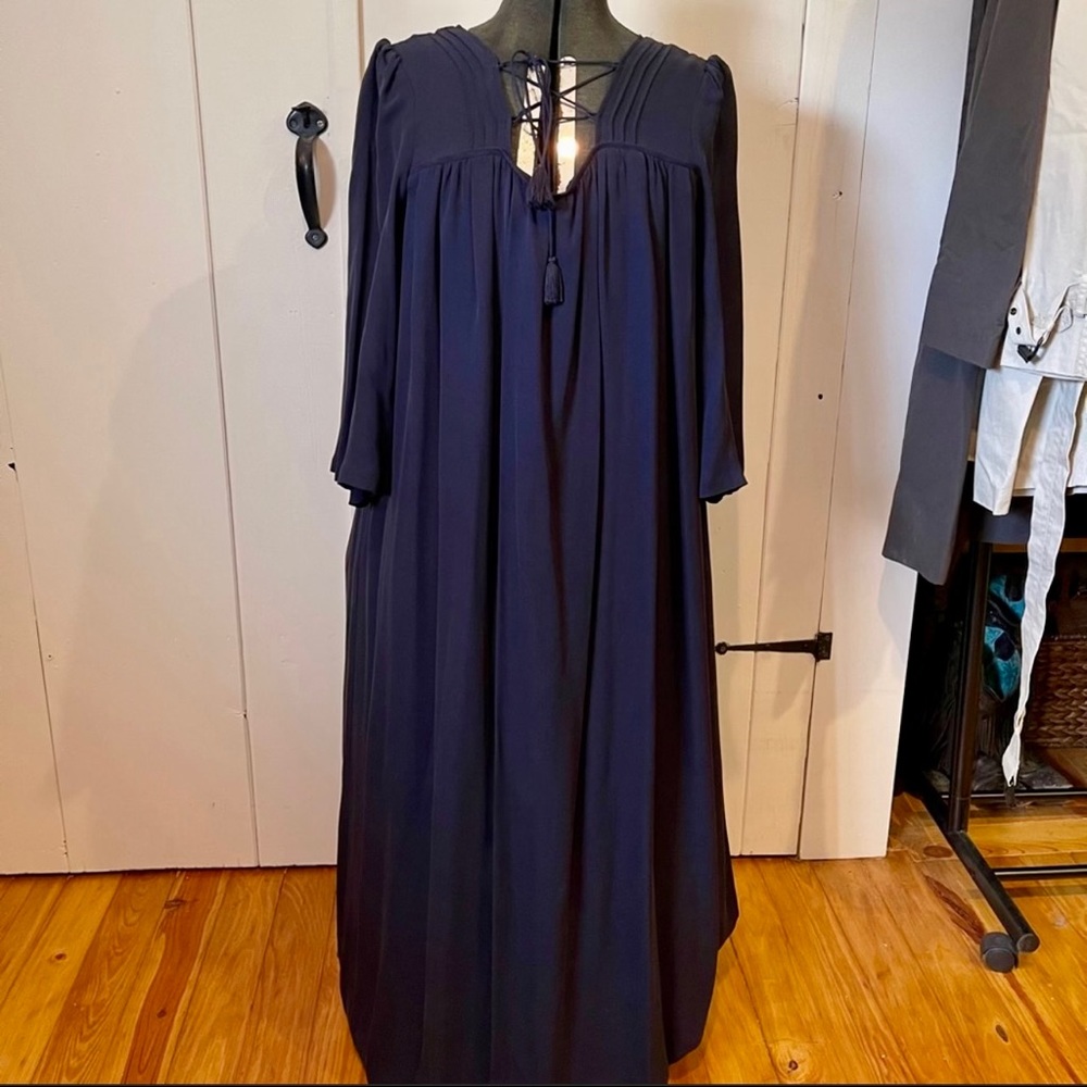 NWT Tory Burch Valeria Silk Caftan - Navy 6